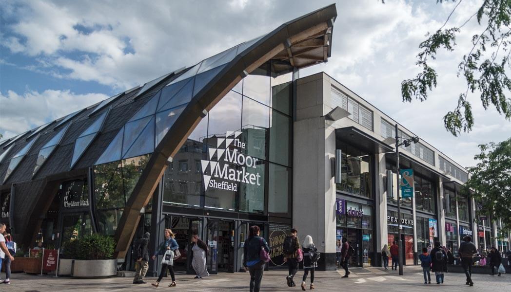 The exterior of The Moor Market.