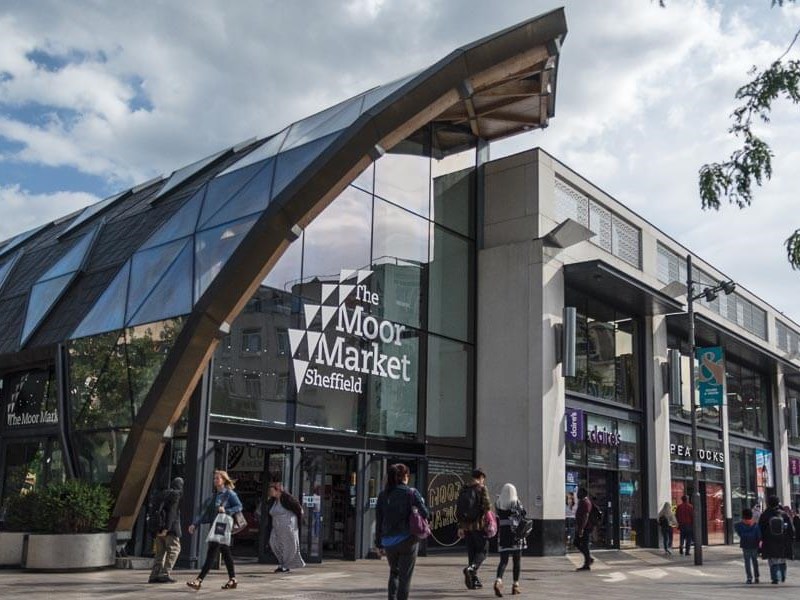 The exterior of The Moor Market.