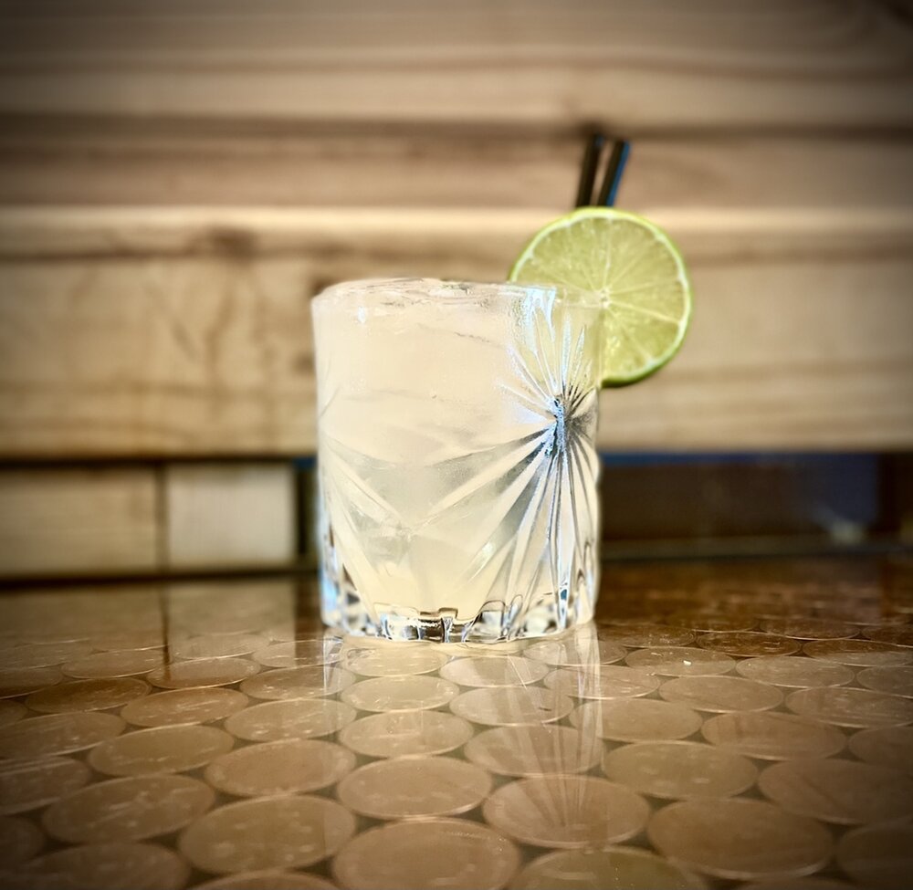 A cocktail sat on a table.