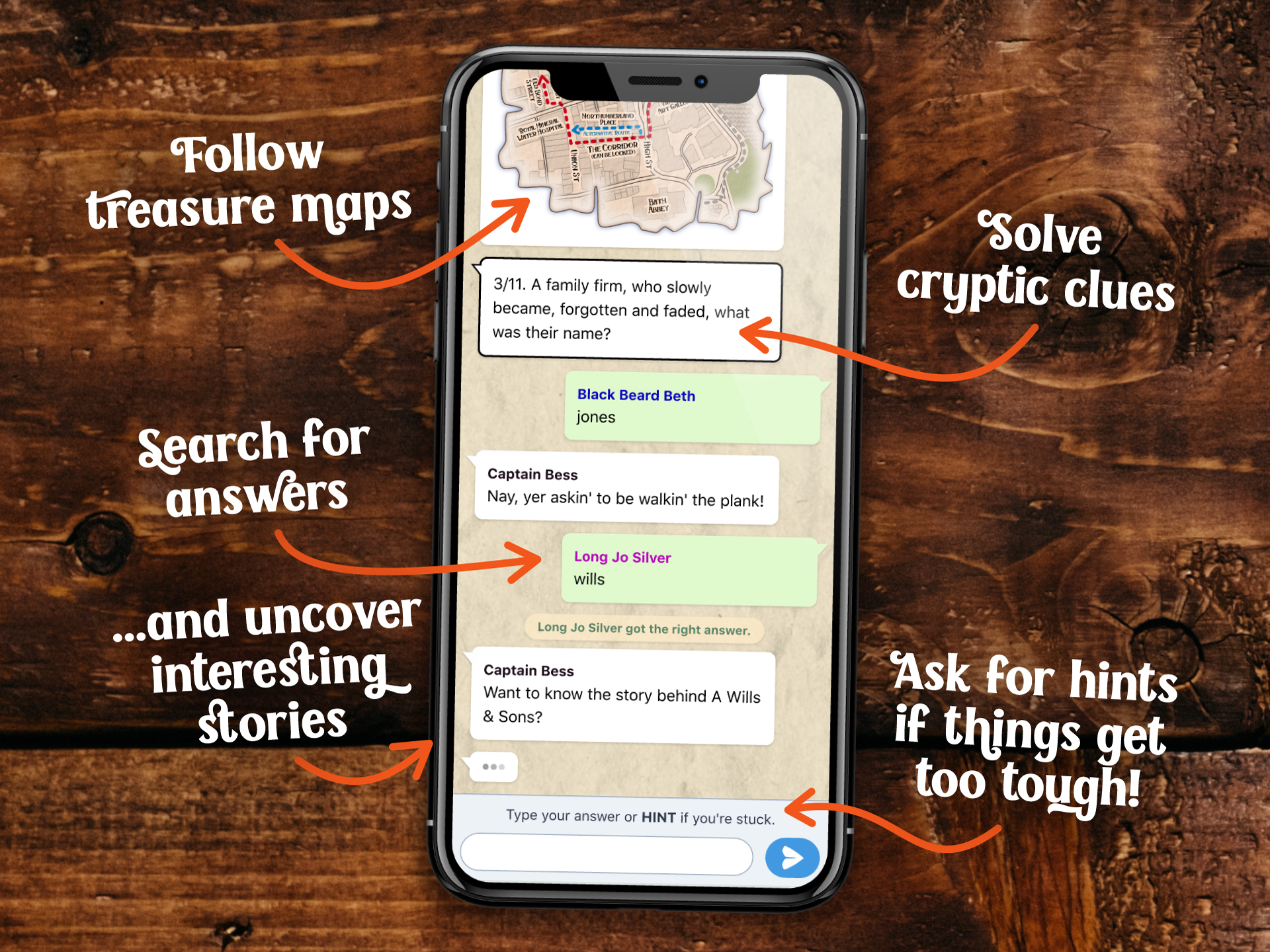 The Treasure Hunt Sheffield app displayed on a smartphone.