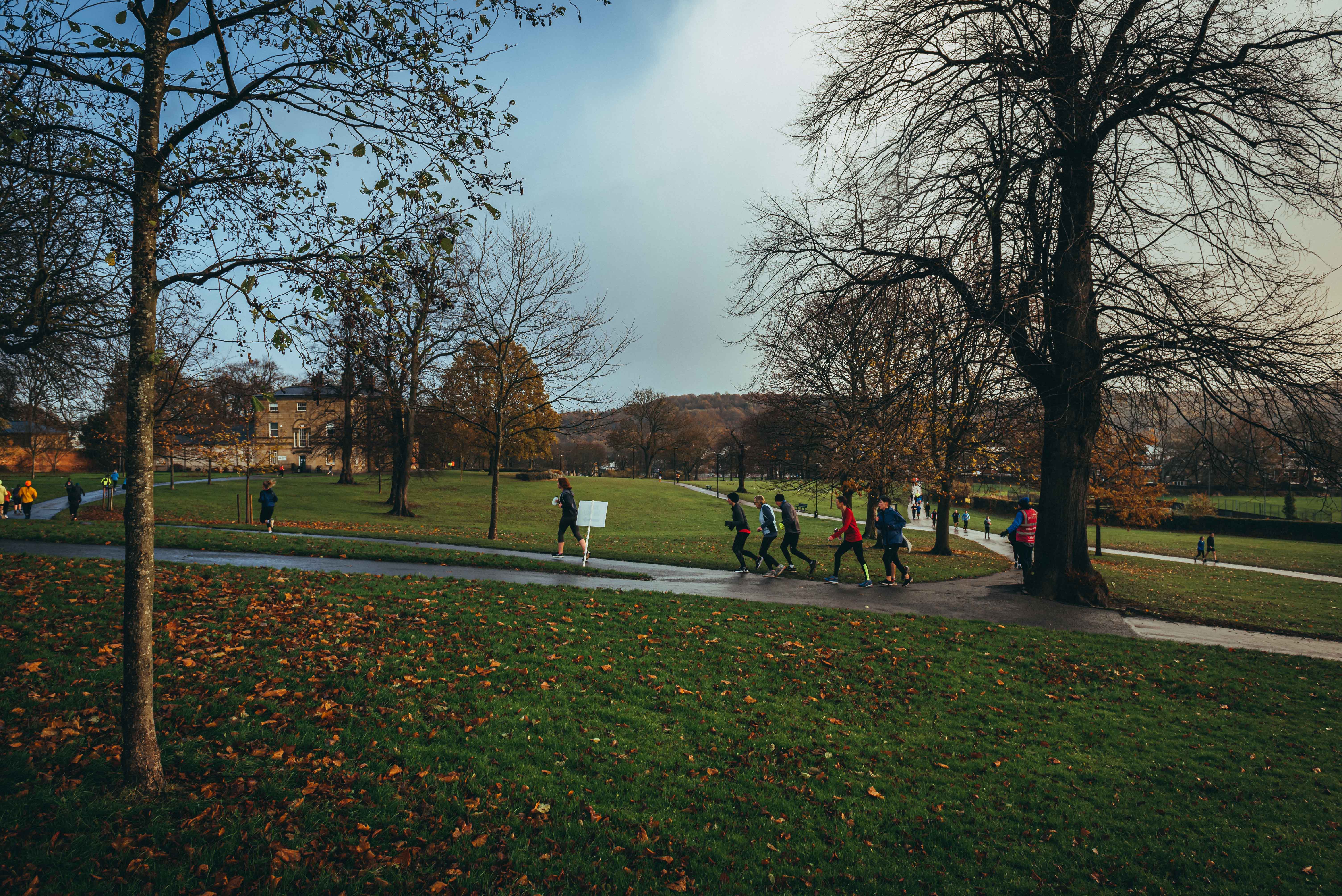 People running at Hillsborough Park.