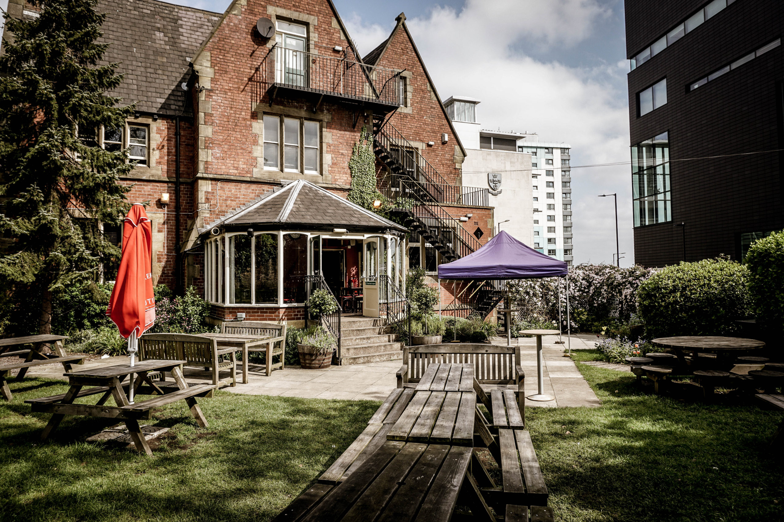 The beer garden at The University Arms.