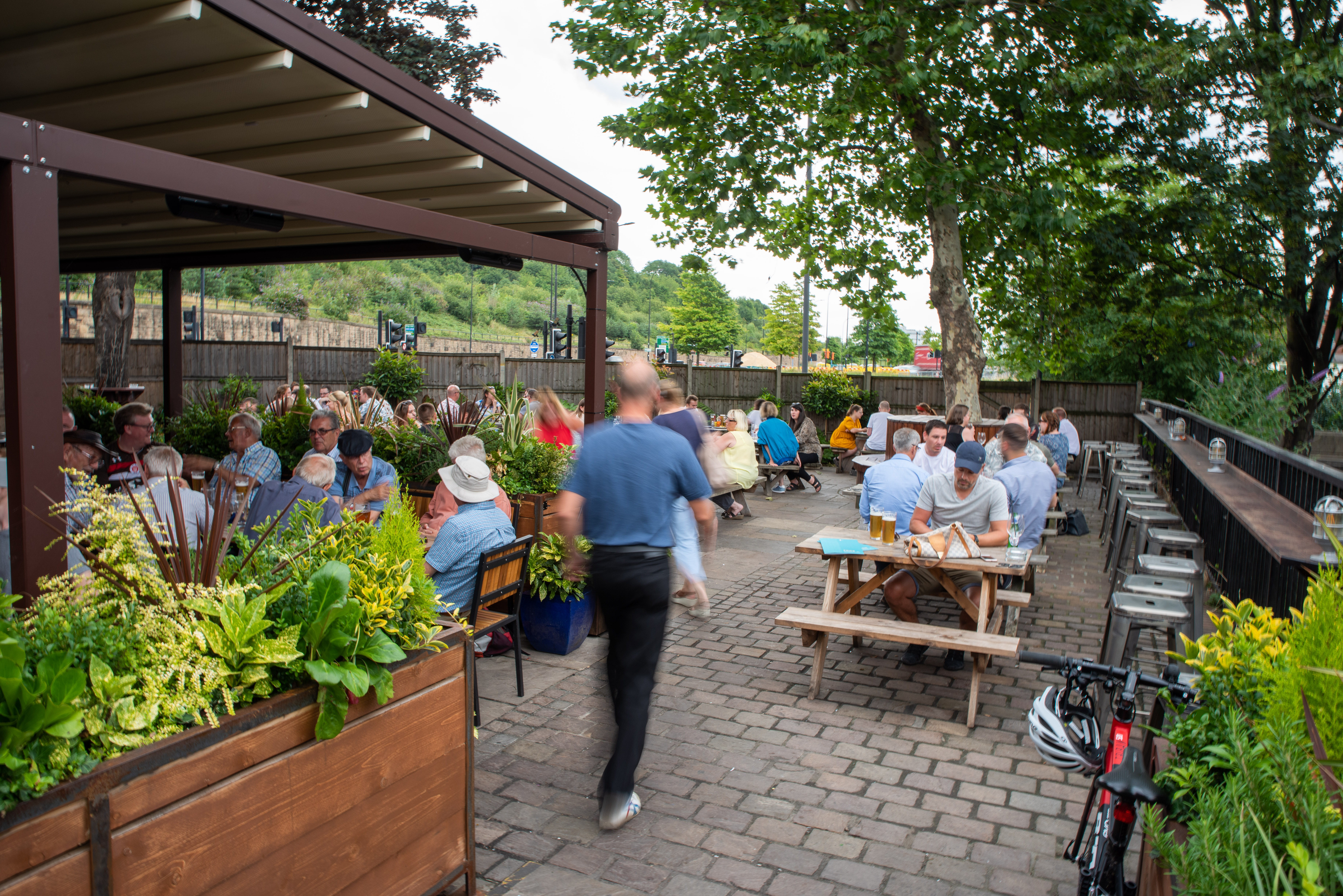 The terrace / beer garden at The Riverside Kelham.