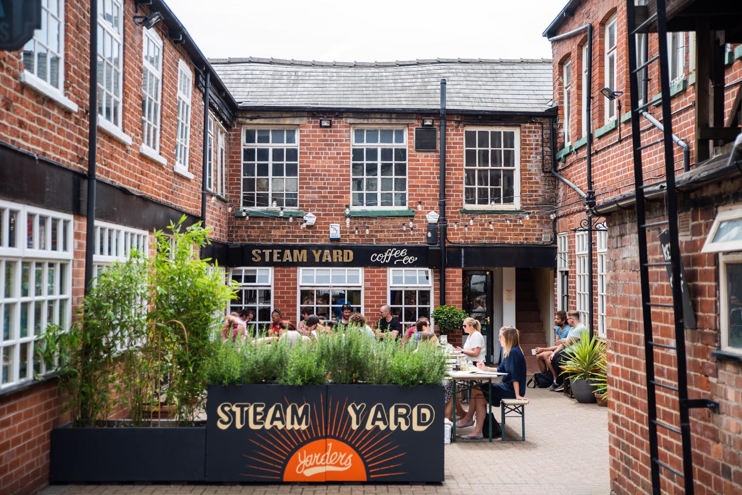 The exterior of Steam Yard.