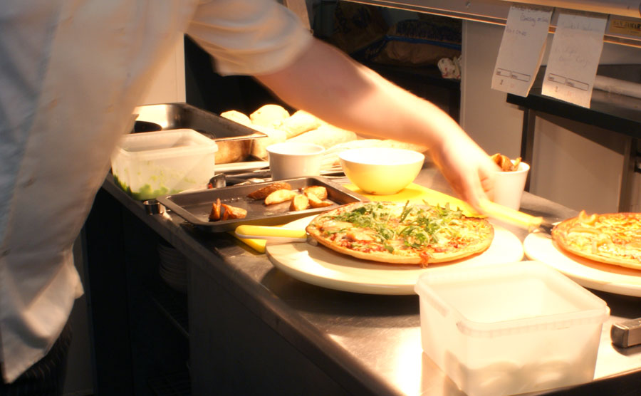 Food being prepared at Damhouse Bar & Restaurant