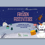 A poster for the event featuring an illustration of a Snowman surrounded by a variety of musical instruments.