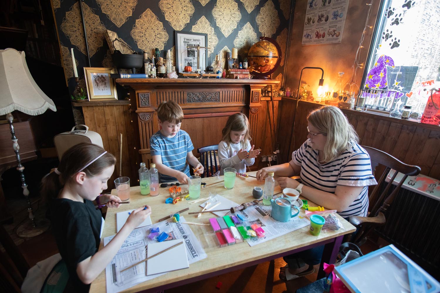 Children enjoying craft activities at The Steel Cauldron.
