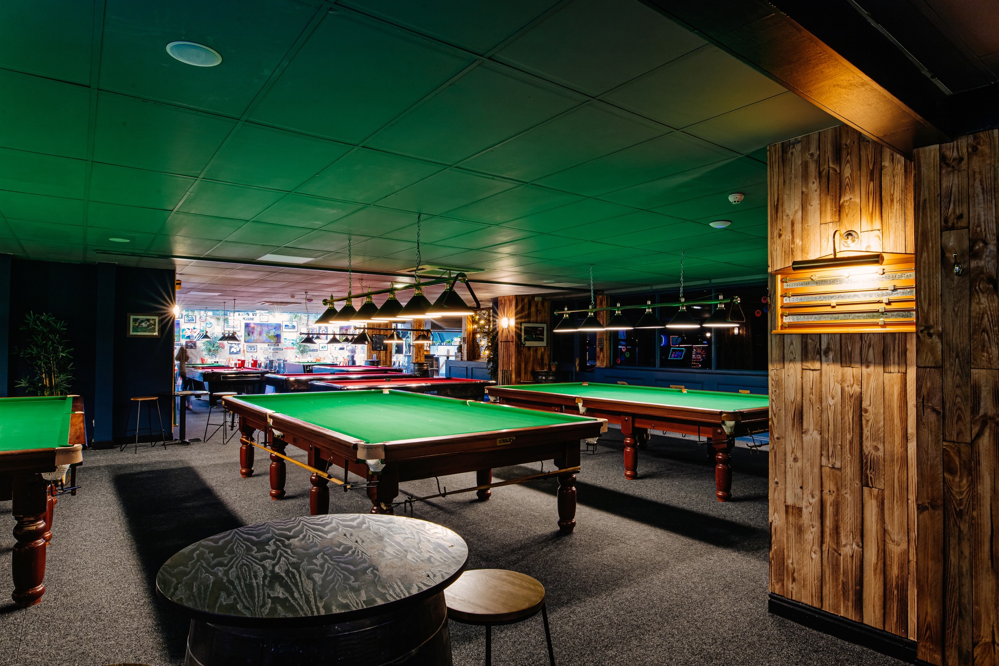 Snooker tables at Peaks Sports Bar & Snooker Club.