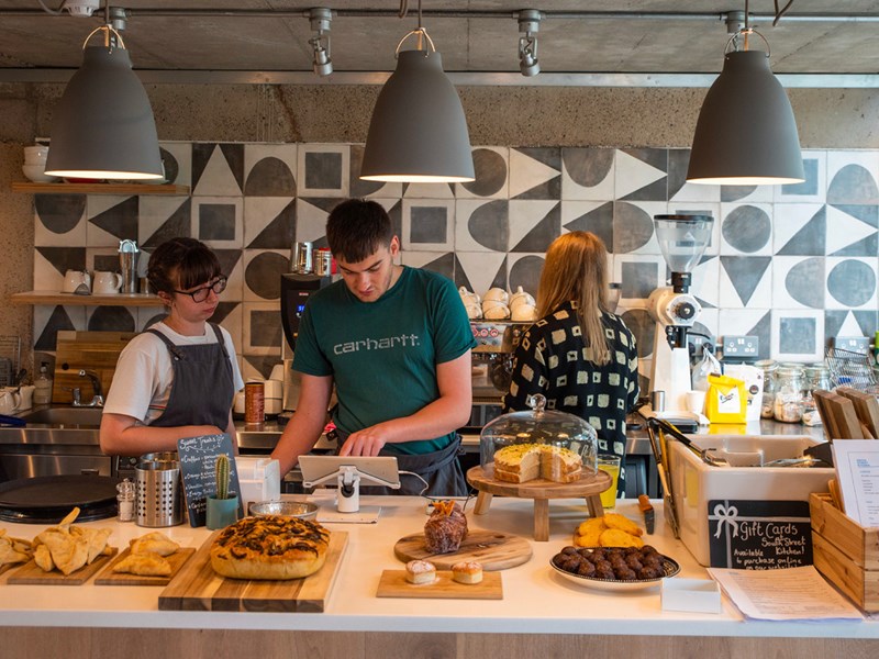 Food being prepared in the kitchen at South Street Kitchen.