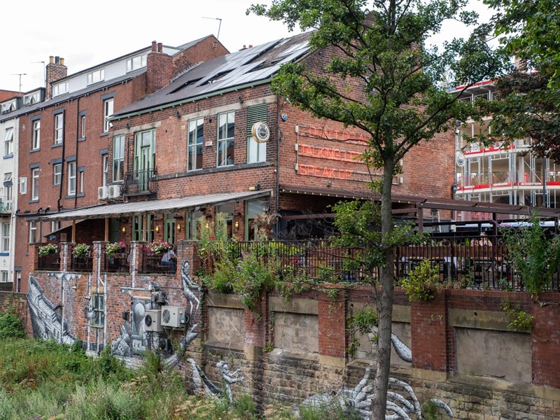 The exterior of The Riverside Kelham.