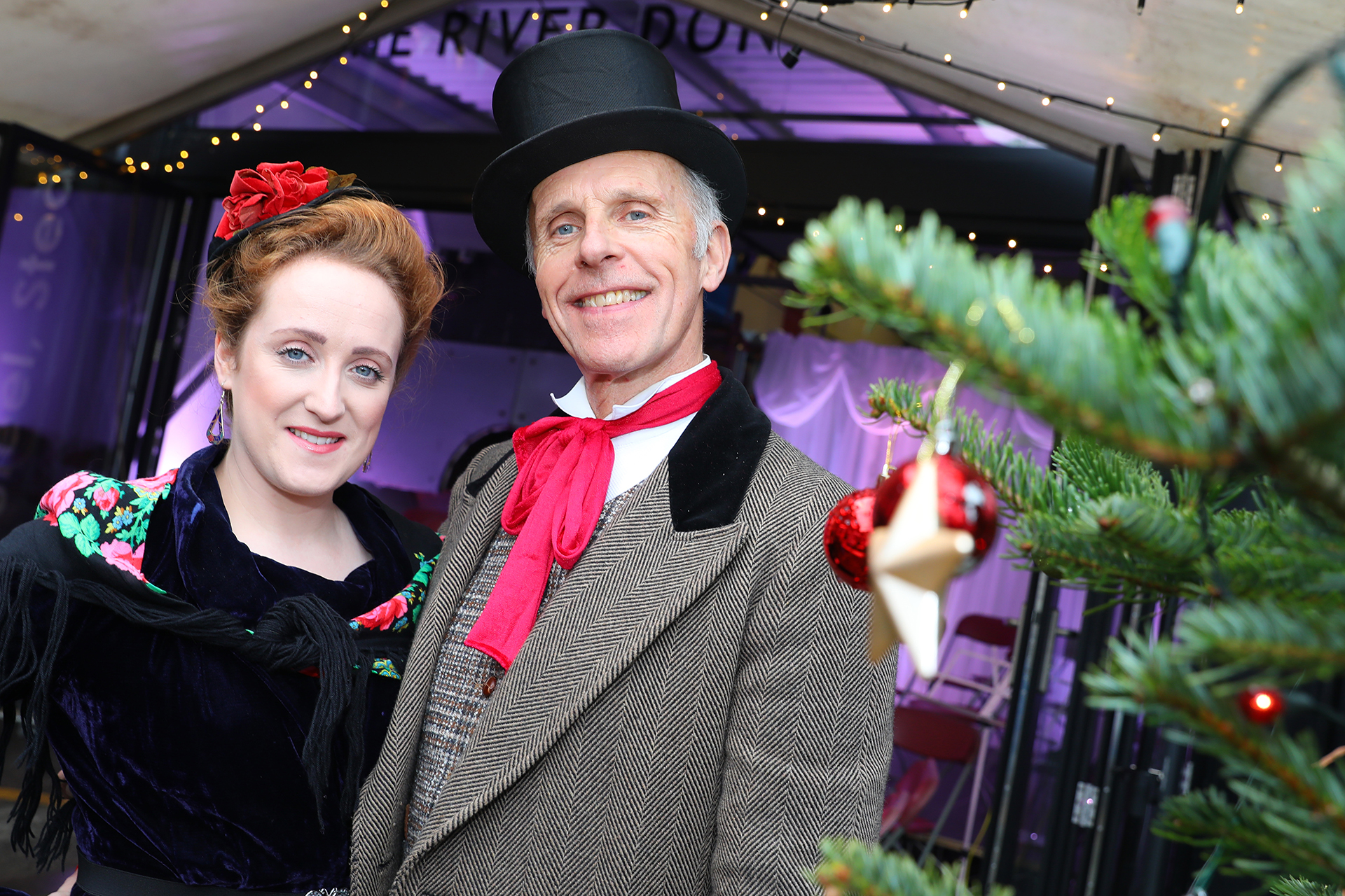 People dressed in Victorian attire at the Kelham Island Museum festive market 