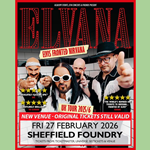 Poster for the Elvana gig at the Foundry, with a picture of the band.