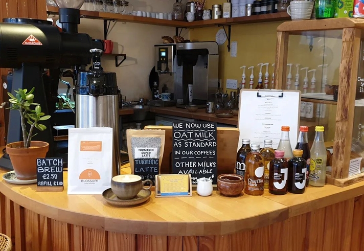 The counter at the Dana Cafe.