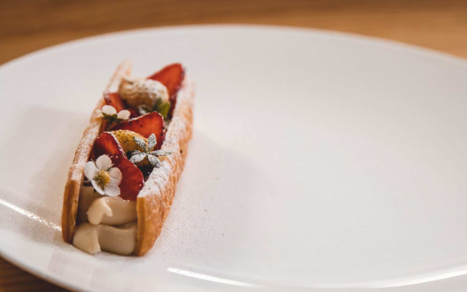 A desert at Fischer’s Baslow Hall, an award-winning, stylish, boutique country house hotel and restaurant.