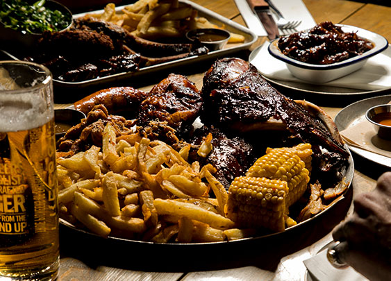 Food at Smoke BBQ.