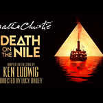 promo poster for Agatha Christie's Death On The Nile, with an illustration of an old fashioned steamer.