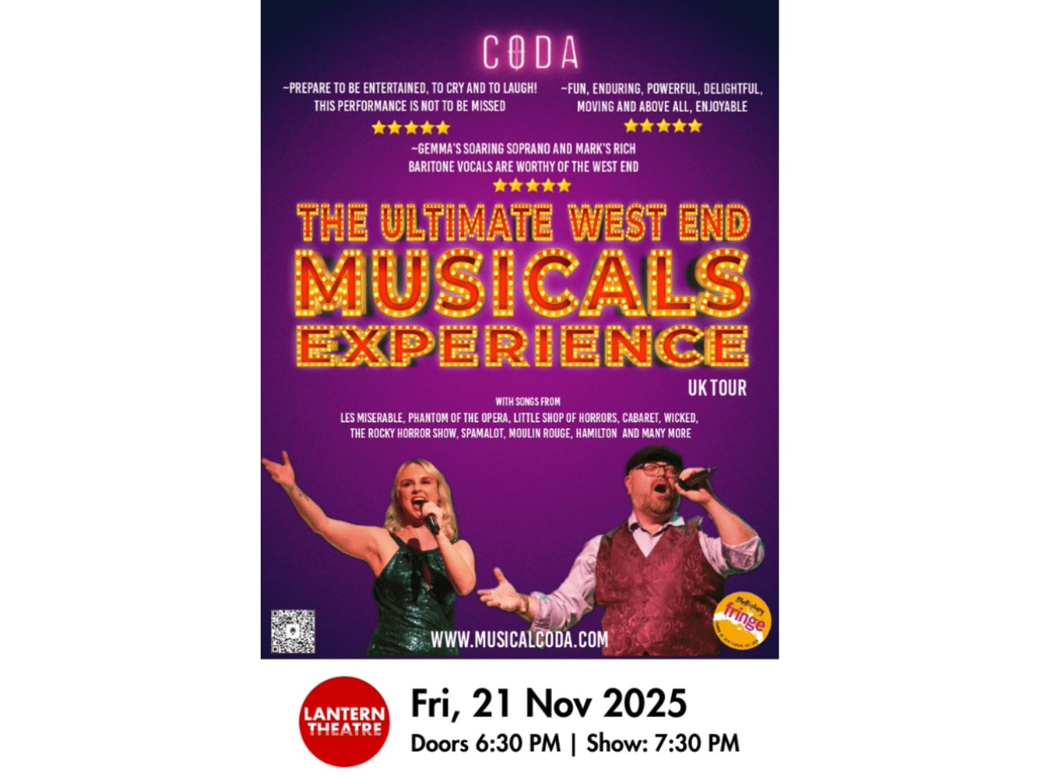 Poster for the The Ultimate West End Musicals Experience.