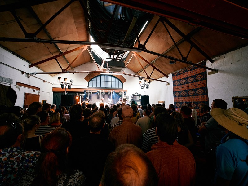 View from the audience watching live music at Yellow Arch venue in Sheffield