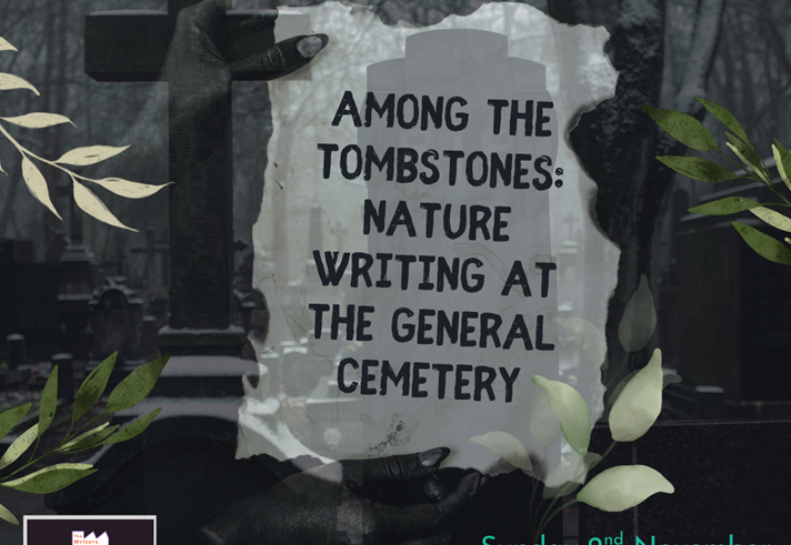 Poster for the event with an illustration of a graveyard.