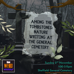 Poster for the event with an illustration of a graveyard.