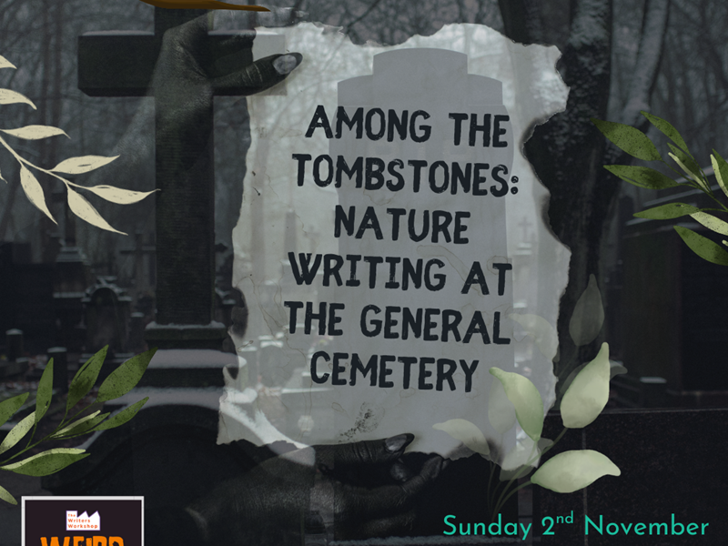 Poster for the event with an illustration of a graveyard.