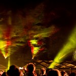 The Glass House and the Sheffield Botanical Gardens are lit up by a huge display of colourful lights.