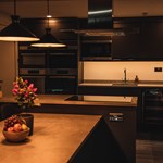 A beautiful kitchen with a 10-seat table.