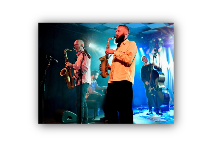 The Sam Newbould Quintet playing live. Photo credit: Angelique Lemmens