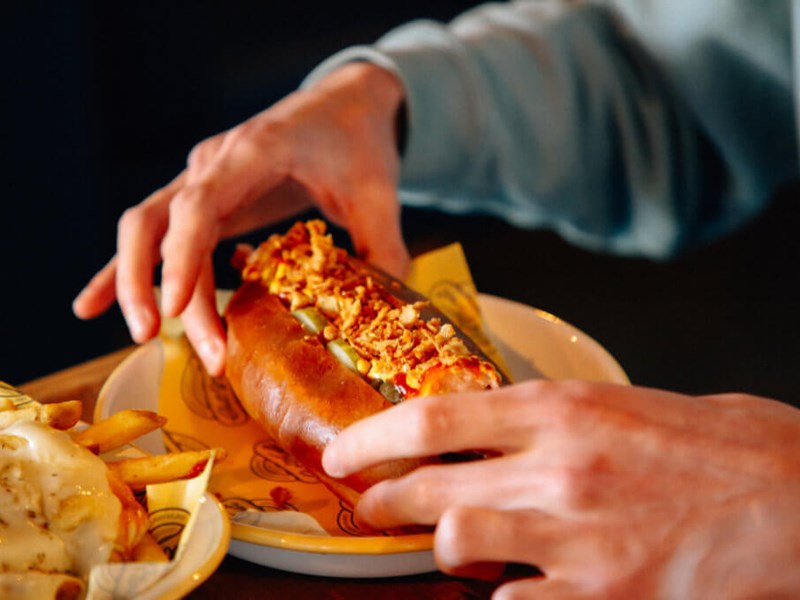 A person eating food.