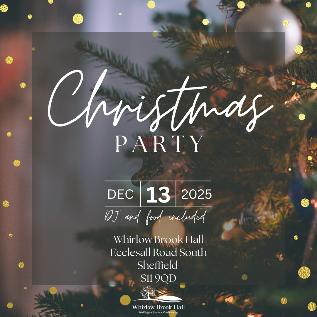 Promo poster for the event with the title and date overlaid on an image of a decorated Christmas tree.