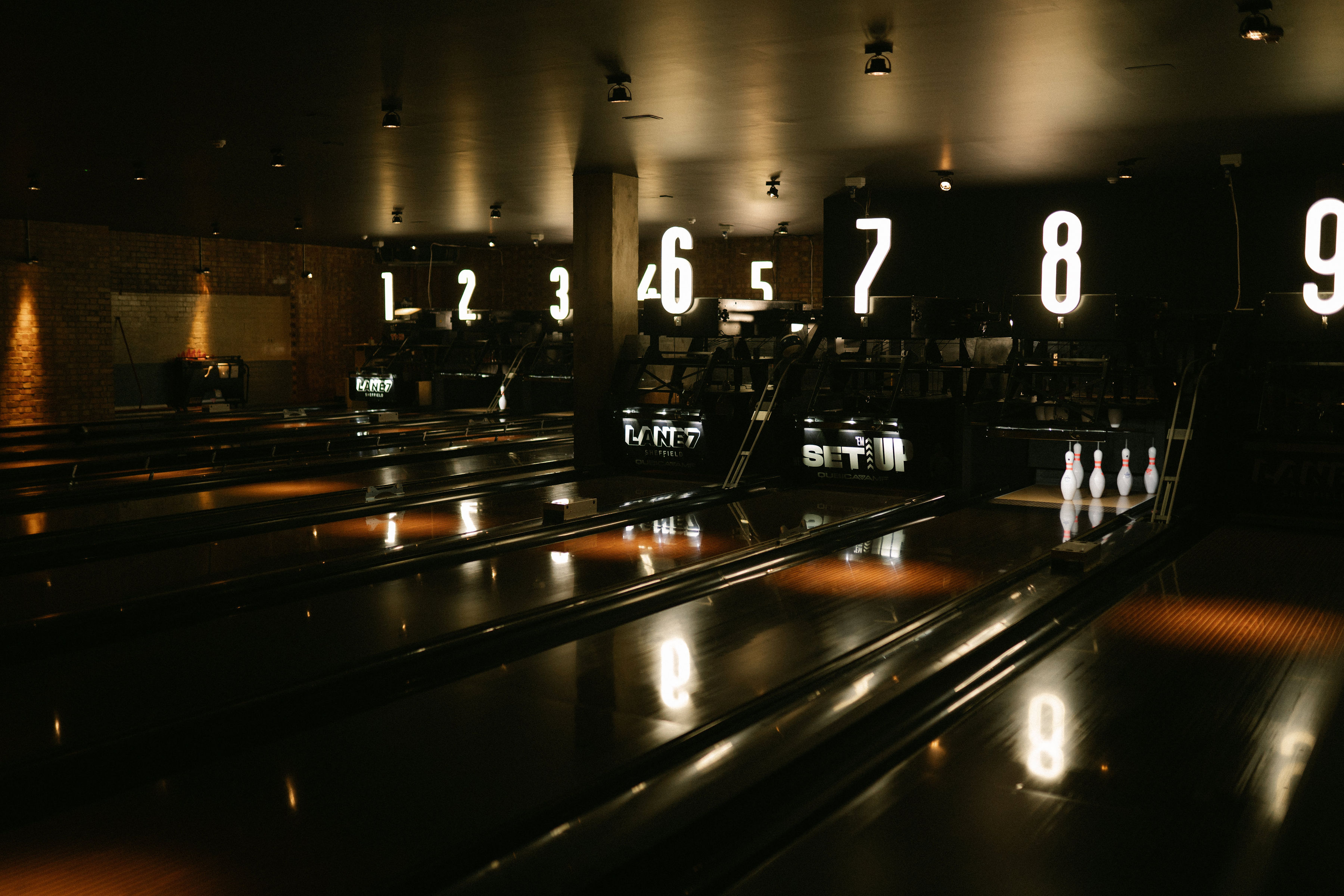 The bowling lanes at Lane7.