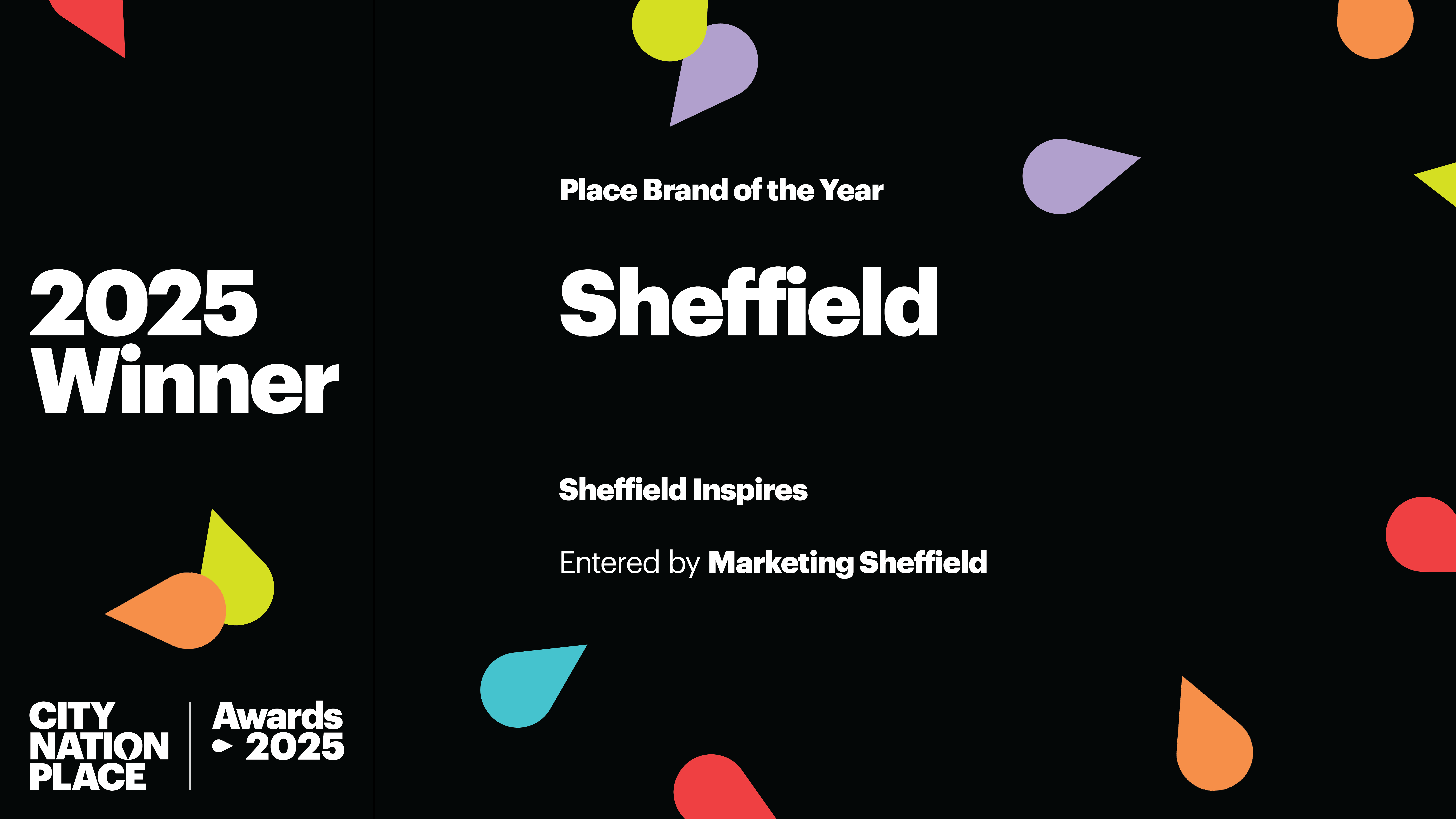 CNP branded artwork showing Sheffield has won the award for Place Brand of the Year
