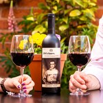 Glasses of red wine.