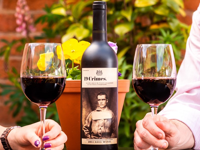 Glasses of red wine.