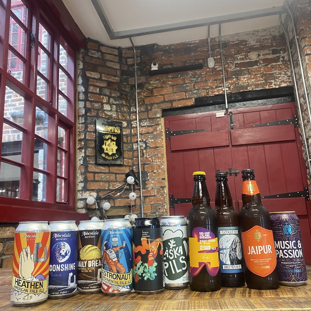A selection of bottled and canned beers at Hop Hideout in Leah's Yard.