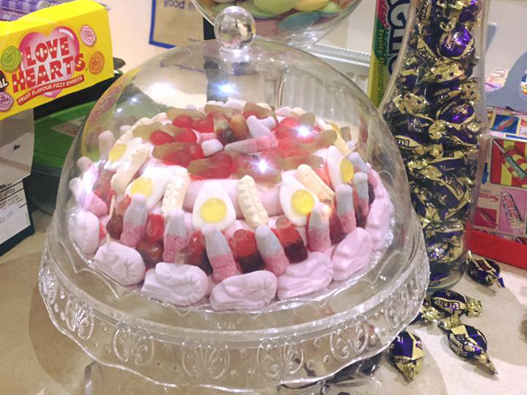A 'cake' made up of all different types of sweets.