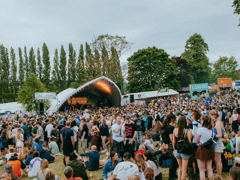 Crowds stood watching the Library stage at Tramlines