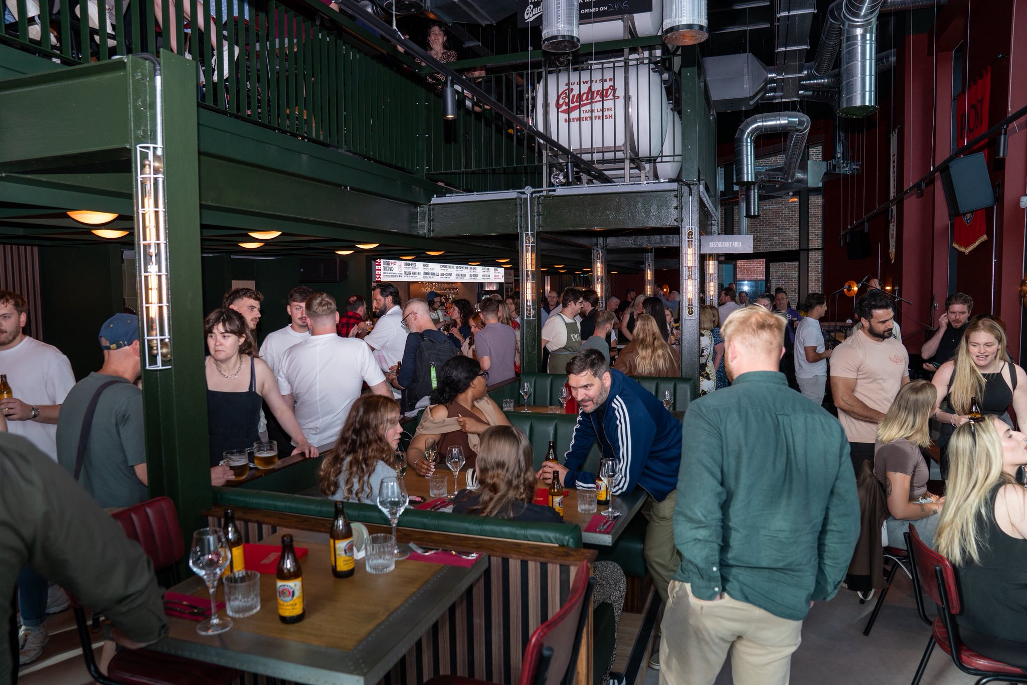 Lots of people socializing at the opening of Kapital Sheffield beer hall 