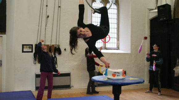 People practising circus skills at Greentop Community Circus Centre.