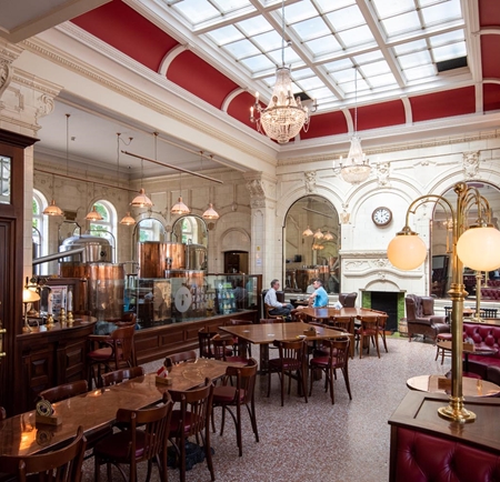 Inside The Sheffield Tap at the train station in Sheffield.