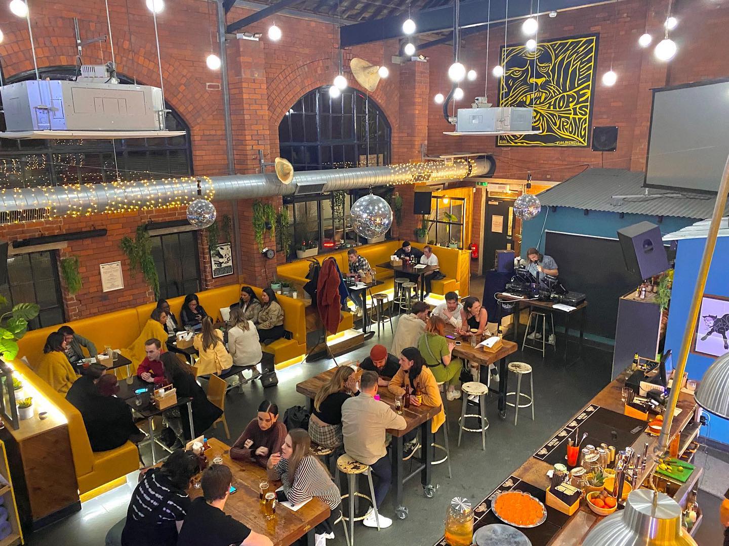 Interior of Piña, filled with customers.