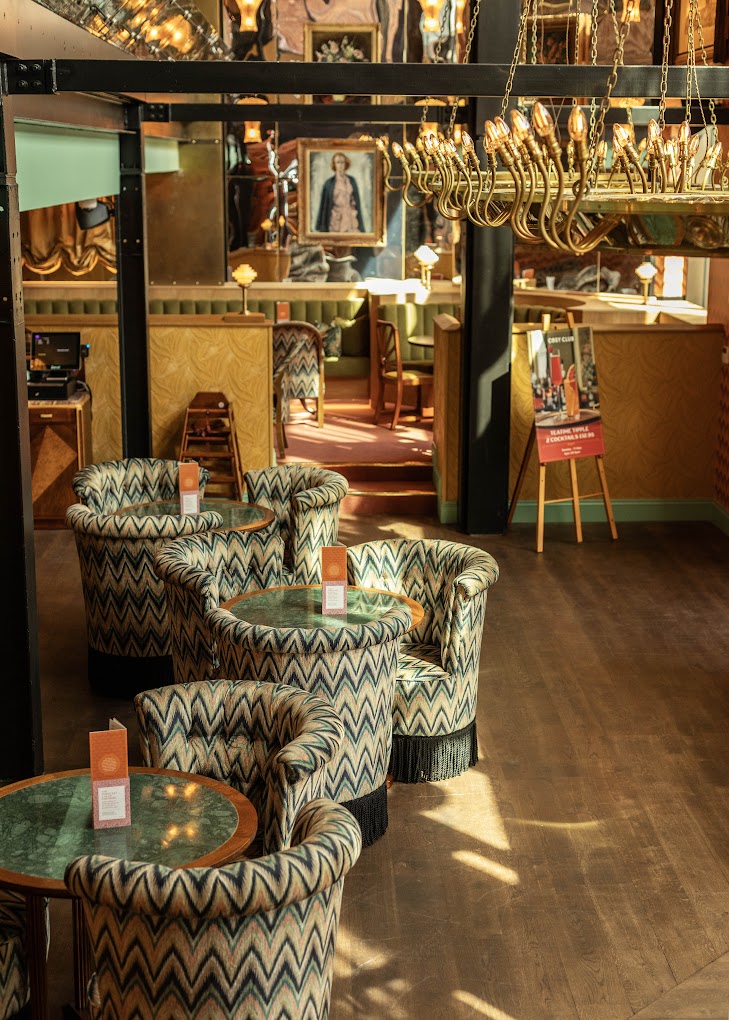 A photograph of the sumptuous interior at Cosy Club Sheffield.