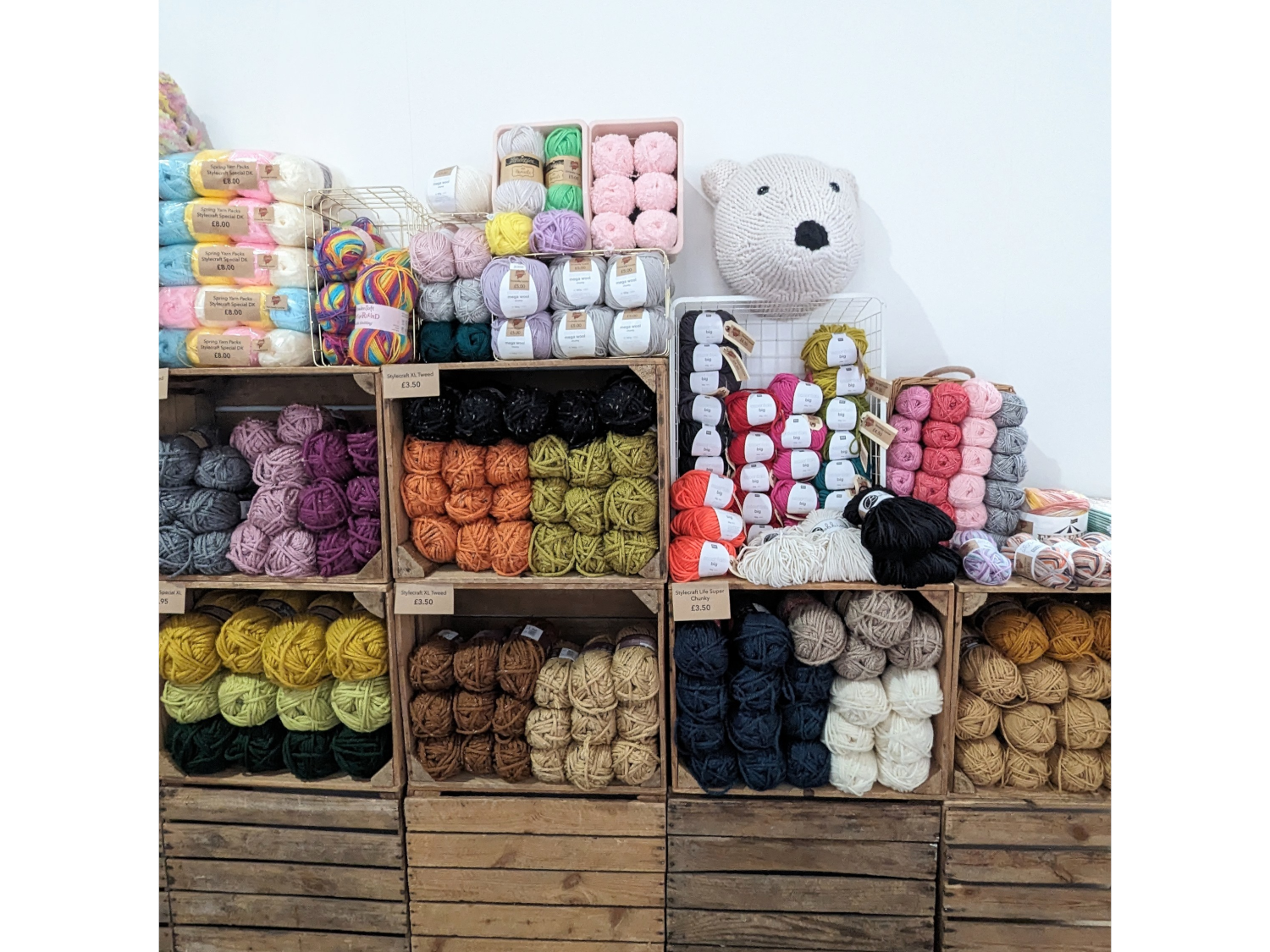 A wool stall in the Red Brick Market.