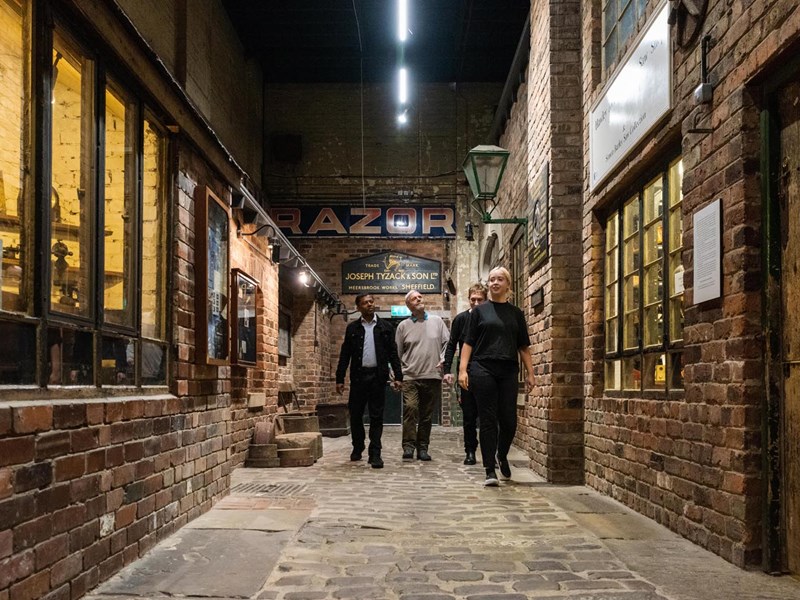 A row of recreated workshops (or little mesters as they were called) in Kelham Island Museum.